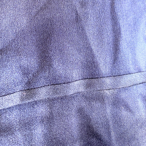 Navy Silk Classic V Neck Long Sleeve Blouse - Picture 4 of 6